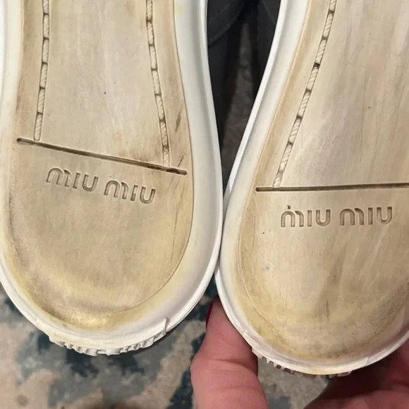 Miu Miu Gray and Silver Slip-On Sneakers - Picture 9 of 10